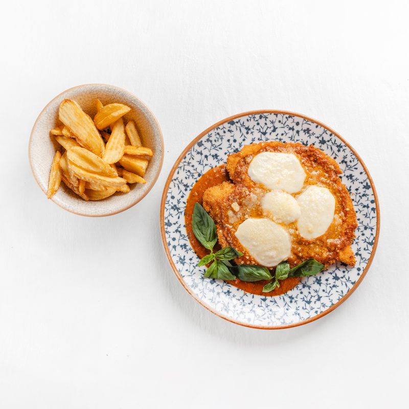 Chicken Parmigiana with French Fries